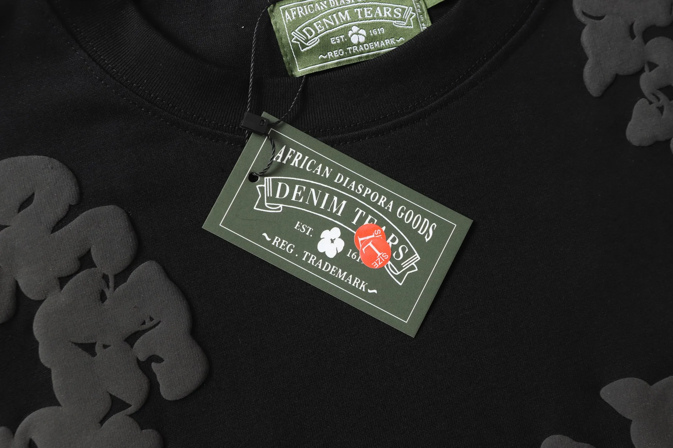 DENIM TEARS Kapok New Short Sleeve Model No.: 3165P106 Color: Black Gray Size: S M L XL